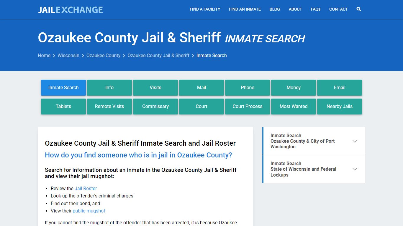 Ozaukee County Jail & Sheriff Inmate Search - Jail Exchange